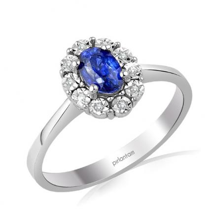 0.55 ct. Pırlanta Safir Yüzük
