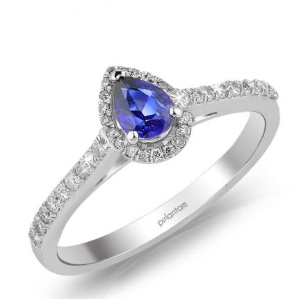 0.63 ct. Pırlanta Safir Yüzük