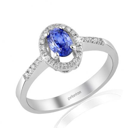 0.84 ct. Pırlanta Safir Yüzük