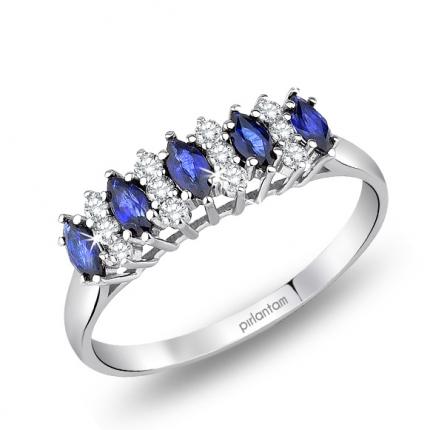 0.66 ct. Pırlanta Safir Yüzük