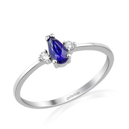 0.32 ct. Pırlanta Safir Yüzük