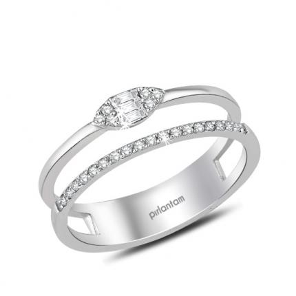 0.16 ct Pırlanta Baget Yüzük