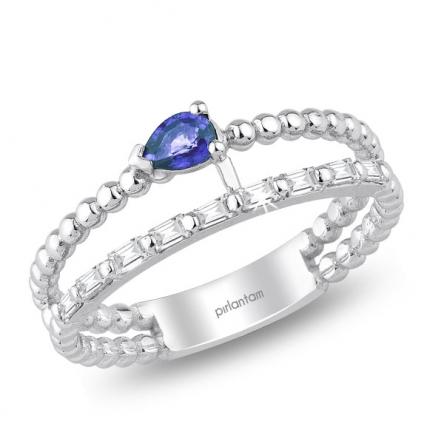 0.42 ct Pırlanta Safir Yüzük