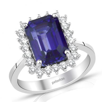 6.68 ct Pırlanta Safir Yüzük