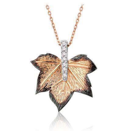0.08 ct. Pırlanta Yaprak Kolye