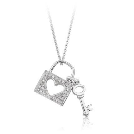 0.06 ct. Pırlanta Kalbin Anahtarı Kolye