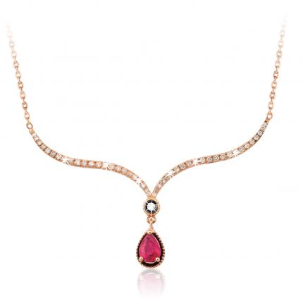 0.62 ct. Pırlanta Yakut Kolye 