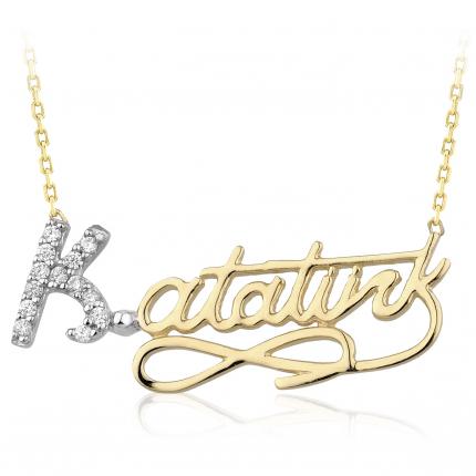 0.09 ct. Atatürk İmzası Pırlanta Kolye