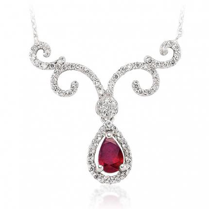 0.90 ct. Pırlanta Yakut Kolye