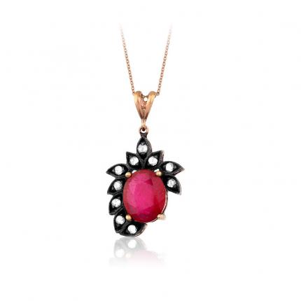 3.98 ct Elmas Yakut Kolye