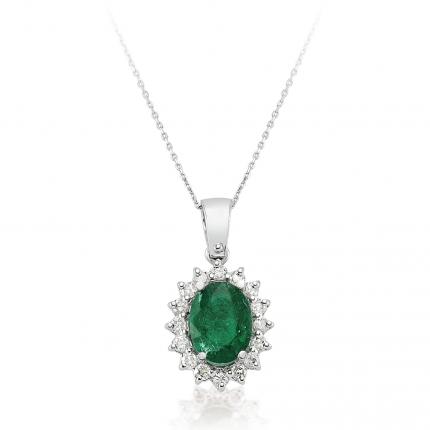 1.38 ct. Pırlanta Zümrüt Kolye