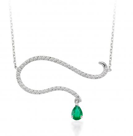 0.73 ct. Pırlanta Zümrüt Kolye