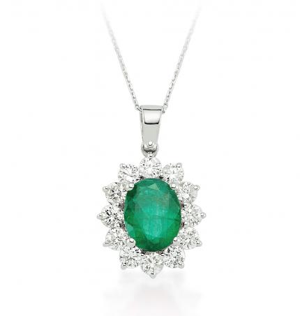 2.74 ct. Pırlanta Zümrüt Kolye