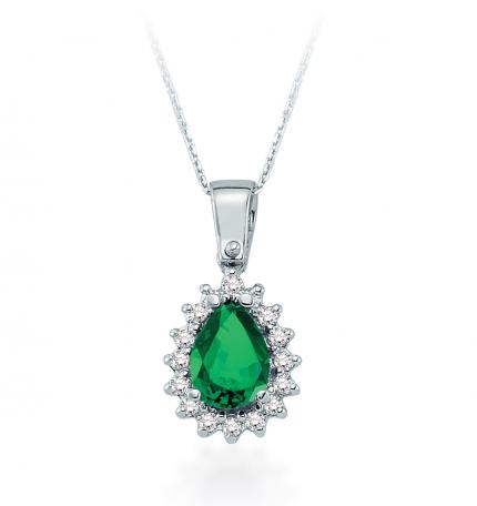 0.71 ct. Pırlanta Zümrüt Kolye