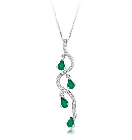0.60 ct. Pırlanta Zümrüt Kolye