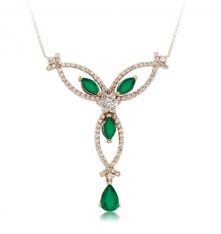 1.29 ct. Pırlanta Zümrüt Kolye