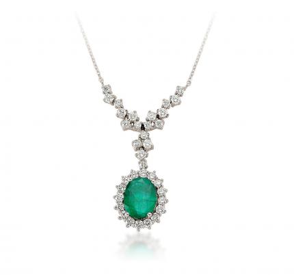 3.13 ct. Pırlanta Zümrüt Kolye