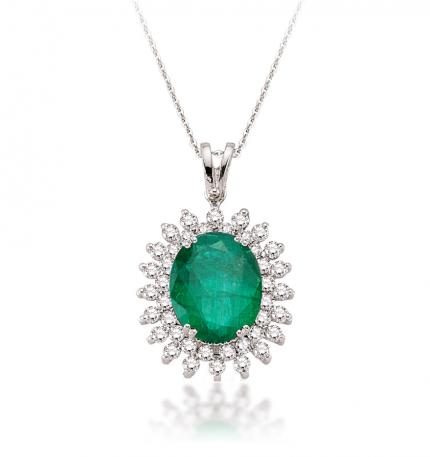 3.41 ct. Pırlanta Zümrüt Kolye