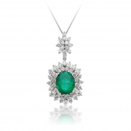7.59 ct. Pırlanta Zümrüt Kolye