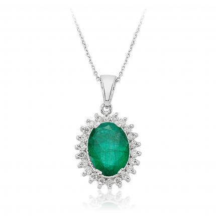 1.90 ct. Pırlanta Zümrüt Kolye