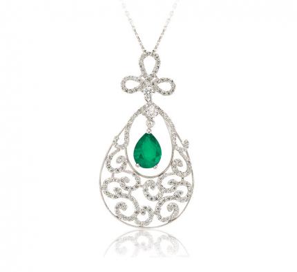 2.70 ct. Pırlanta Zümrüt Kolye