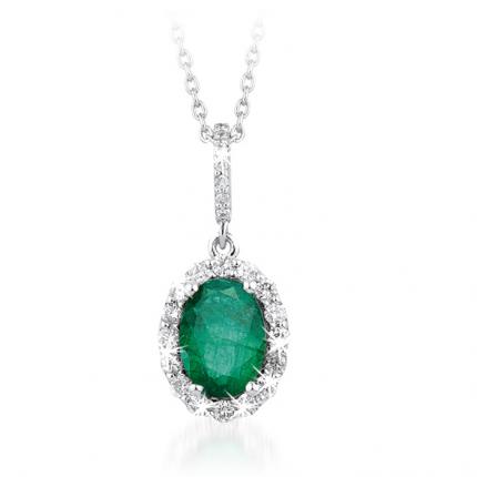 0.68 ct. Pırlanta Zümrüt Kolye