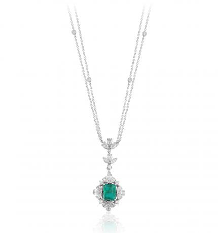 5.19 ct. Pırlanta Zümrüt Kolye