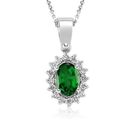 0.78 ct. Pırlanta Zümrüt Kolye