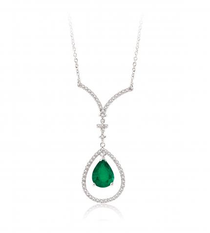 1.03 ct. Pırlanta Zümrüt Kolye