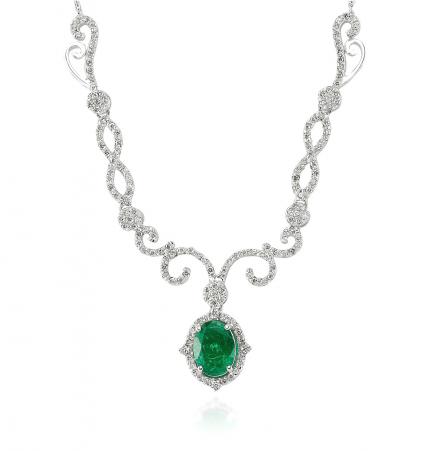 2.00 ct. Pırlanta Zümrüt Kolye