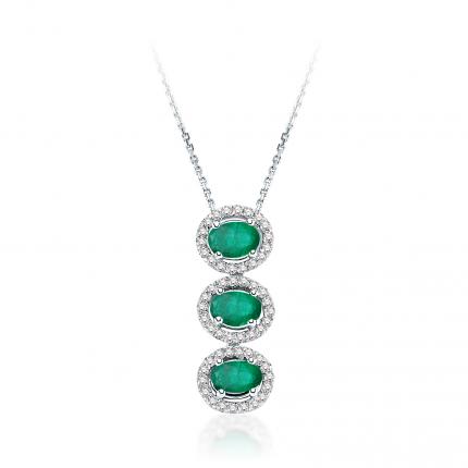 0.91 ct. Pırlanta Zümrüt Kolye