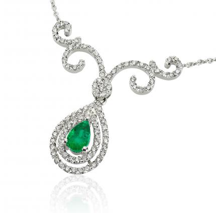 0.73 ct. Pırlanta Zümrüt Kolye