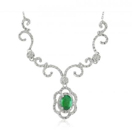 1.10 ct. Pırlanta Zümrüt Kolye