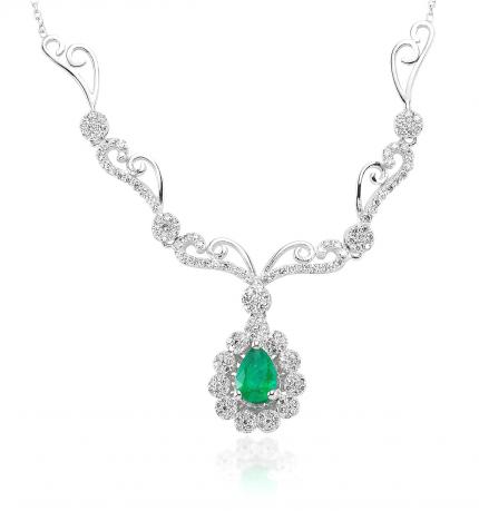 1.56 ct. Pırlanta Zümrüt Kolye
