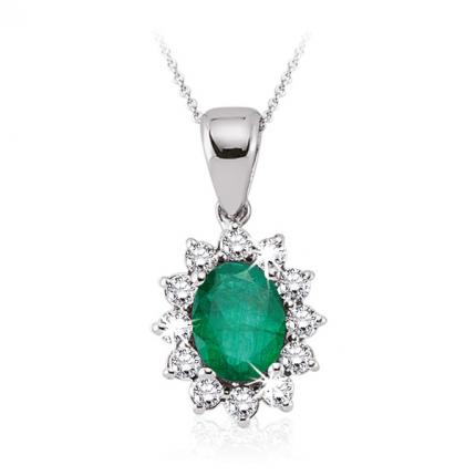 0.55 ct. Pırlanta Zümrüt Kolye