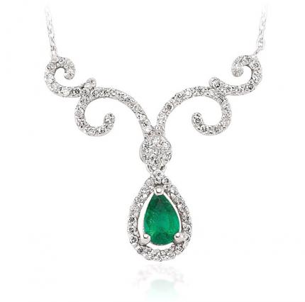 0.72 ct. Pırlanta Zümrüt Kolye