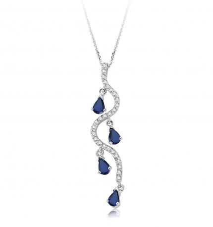 0.85 ct. Pırlanta Safir Kolye