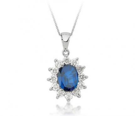 2.48 ct. Pırlanta Safir Kolye