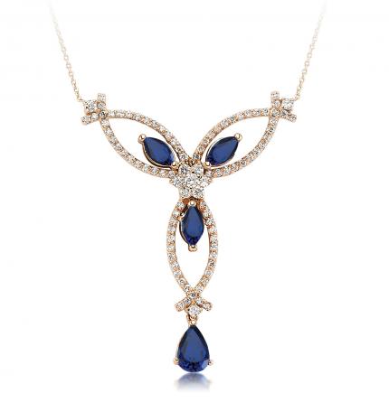 1.71 ct. Pırlanta Safir Kolye