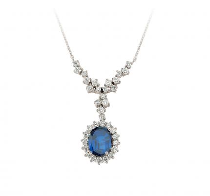 4.14 ct. Pırlanta Safir Kolye