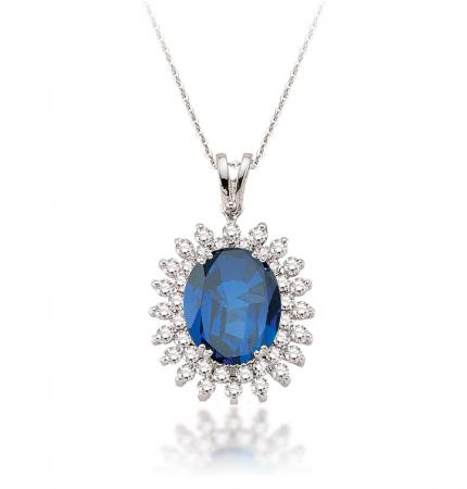4.59 ct. Pırlanta Safir Kolye
