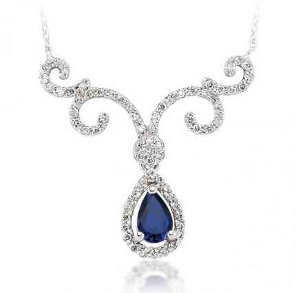 0.90 ct. Pırlanta Safir Kolye