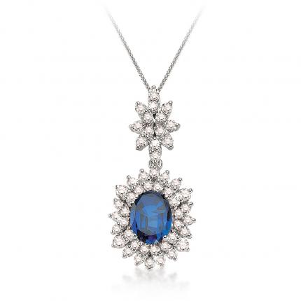 8.70 ct. Pırlanta Safir Kolye