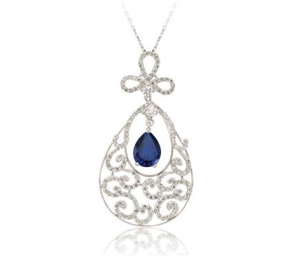 3.12 ct. Pırlanta Safir Kolye