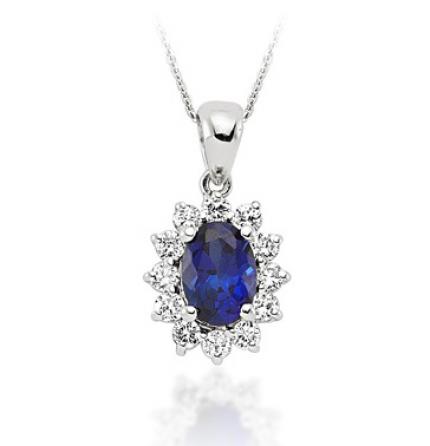 0.65 ct. Pırlanta Safir Kolye