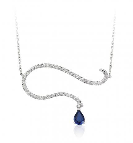 0.50 ct. Pırlanta Safir Kolye