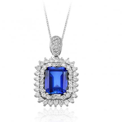 3.10 ct Pırlanta Safir Kolye