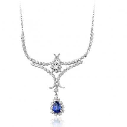 2.13 ct Pırlanta Safir Kolye