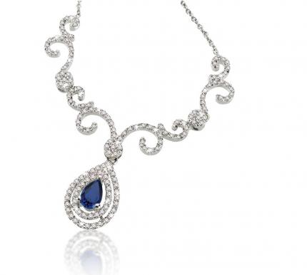 1.22 ct. Pırlanta Safir Kolye