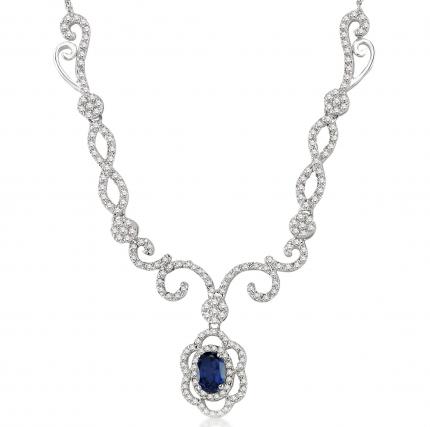 1.15 ct. Pırlanta Safir Kolye